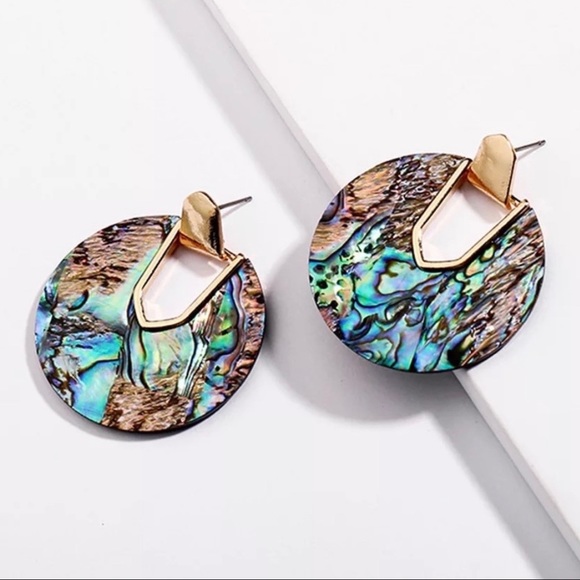 🎉HP🎉 🍒3/$30 New Faux Abalone Statement Earrings - Picture 3 of 5